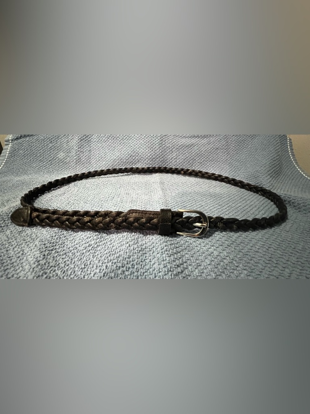 Braided Leather Waist Belt - Black